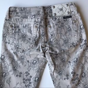 Miss Me Cream Black Lace Skinny Jeans